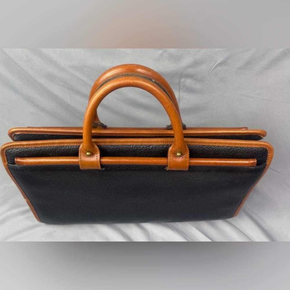 Jack Georges Black Leather Briefcase w/ Brown Trim 16x9